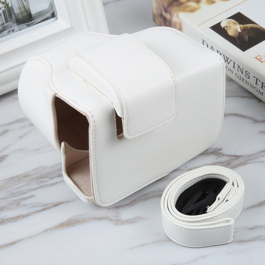 For Canon EOS R10 Camera Full Body Magnetic Leather Camera Case Bag with Strap(White) by buy2fix