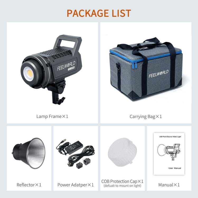 FEELWORLD FL225B 225W Bi-color Point Source Video Light, Bluetooth APP Control (EU Plug) by FEELWORLD