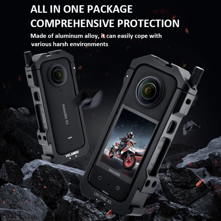 For Insta360 X3 YELANGU LW-ONE X3 Metal Cage Extended Frame Case - Mount & Holder by YELANGU | Online Shopping UK | buy2fix