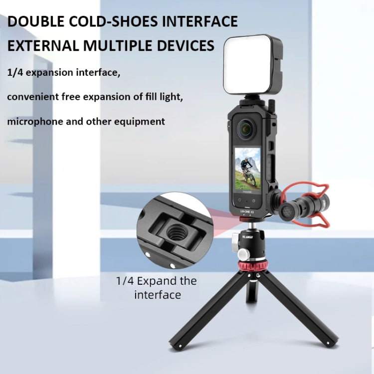 For Insta360 X3 YELANGU LW-ONE X3 Metal Cage Extended Frame Case - Mount & Holder by YELANGU | Online Shopping UK | buy2fix