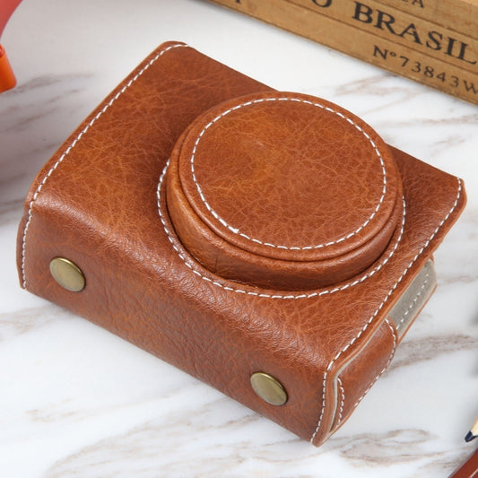 For Canon PowerShot G7 X Full Body Camera PU Leather Camera Case Bag with Strap (Brown) by buy2fix