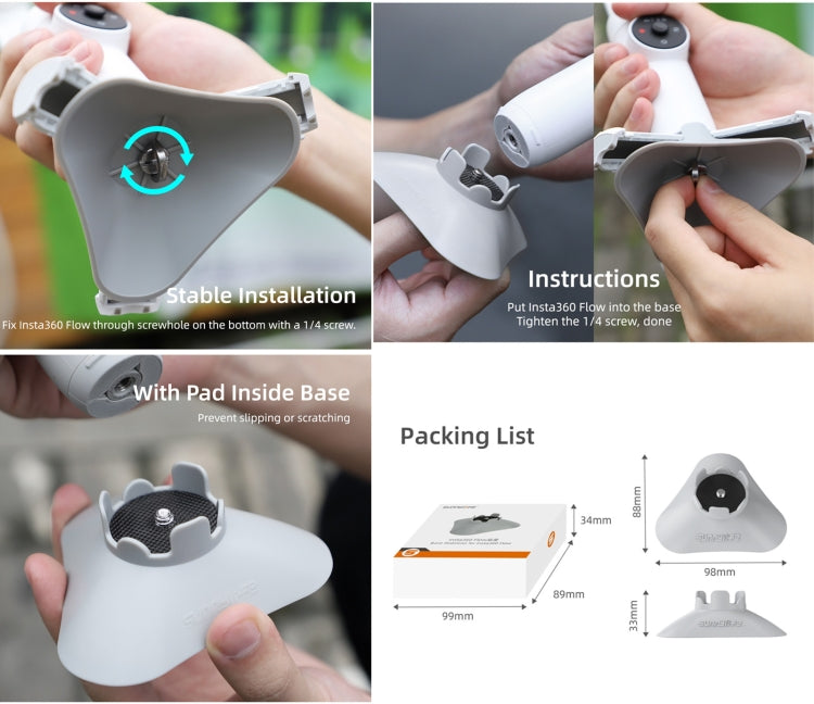 For Insta360 Flow Sunnylife Plastic Gimbal Tripod Base Stand (Grey) by Sunnylife