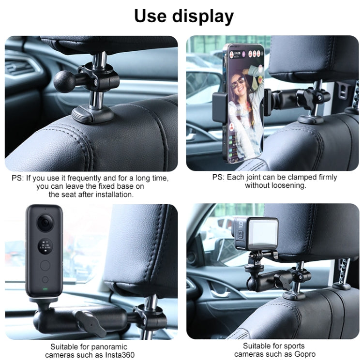 21mm Ballhead Car Front Seat Handlebar Fixed Mount Holder with Tripod Adapter & Screw & Phone Clamp & Anti-lost Silicone Case for GoPro, Insta360, DJI and Other Action Cameras by buy2fix