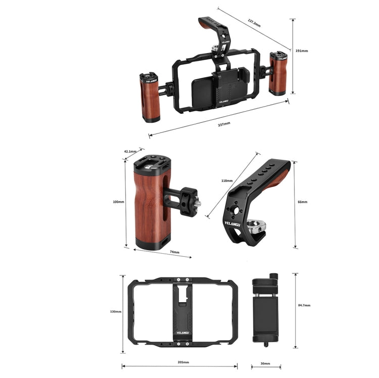 YELANGU LW101 Vlogging Live Broadcast Smartphone Video Rig Handles Stabilizer Kits by YELANGU