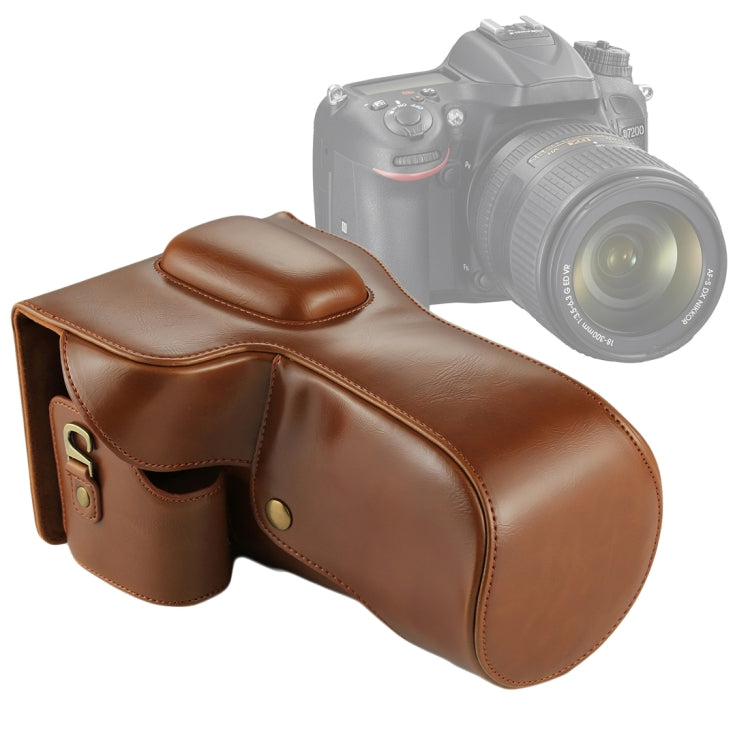 Full Body Camera PU Leather Case Bag for Nikon D7200 / D7100 / D7000 (18-200 / 18-140mm Lens) (Brown) - Leather Bag by buy2fix | Online Shopping UK | buy2fix