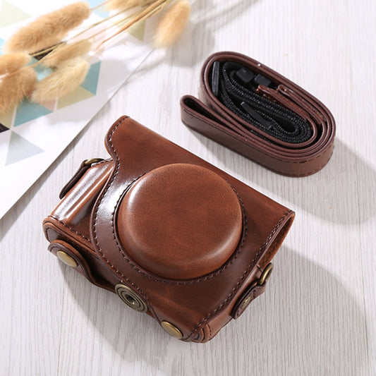 Full Body Camera PU Leather Case Bag with Strap for Canon G9X / G9X II (Coffee) - Leather Bag by buy2fix | Online Shopping UK | buy2fix