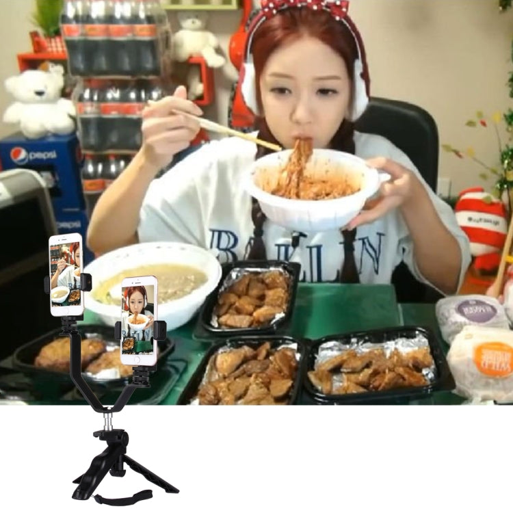 Smartphone Live Broadcast Bracket Grip Folding Tripod Holder Kits with 2x Phone Clips , For iPhone, Galaxy, Huawei, Xiaomi, HTC, Sony, Google and other Smartphones by buy2fix