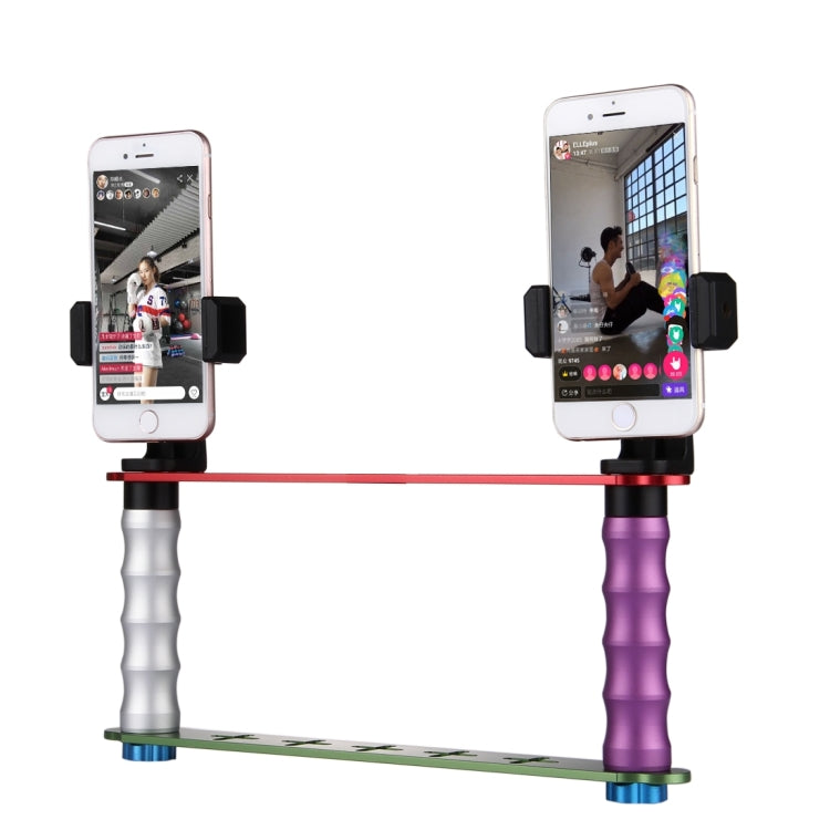 Smartphone Live Broadcast Bracket Dual Hand-held Selfie Mount Kits with 2x Phone Clips, For iPhone, Galaxy, Huawei, Xiaomi, HTC, Sony, Google and other Smartphones - Selfie Sticks by buy2fix | Online Shopping UK | buy2fix