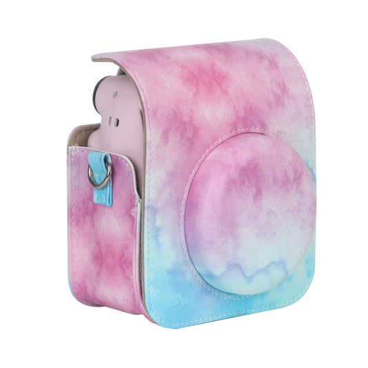 For FUJIFILM instax mini 12 Painted Full Body Leather Case Camera Bag with Strap(Blue Pink)(Black) by buy2fix