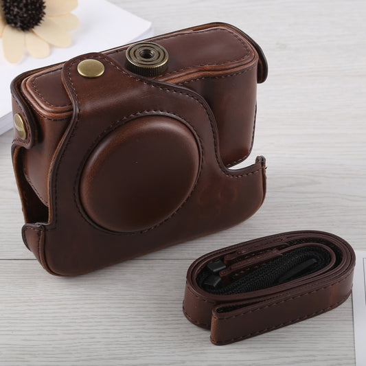 Full Body Camera PU Leather Case Bag with Strap for Canon G16 (Coffee) - Leather Bag by buy2fix | Online Shopping UK | buy2fix