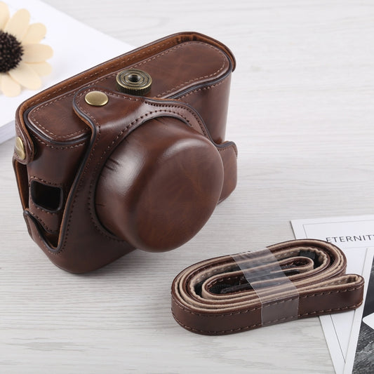 Full Body Camera PU Leather Case Bag with Strap for Fujifilm X100F (Coffee) - Leather Bag by buy2fix | Online Shopping UK | buy2fix