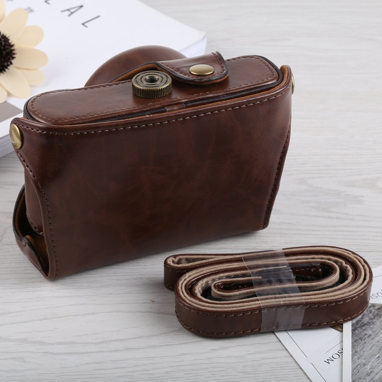 Full Body Camera PU Leather Case Bag with Strap for Fujifilm X100F (Coffee) - Leather Bag by buy2fix | Online Shopping UK | buy2fix