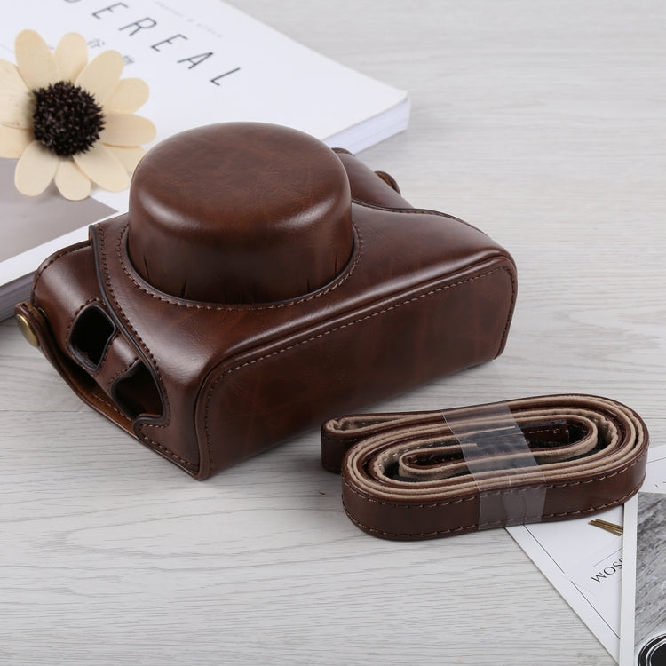 Full Body Camera PU Leather Case Bag with Strap for Fujifilm X100F (Coffee) - Leather Bag by buy2fix | Online Shopping UK | buy2fix