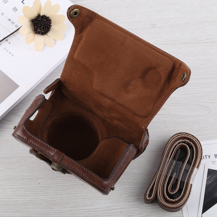 Full Body Camera PU Leather Case Bag with Strap for Fujifilm X100F (Coffee) - Leather Bag by buy2fix | Online Shopping UK | buy2fix