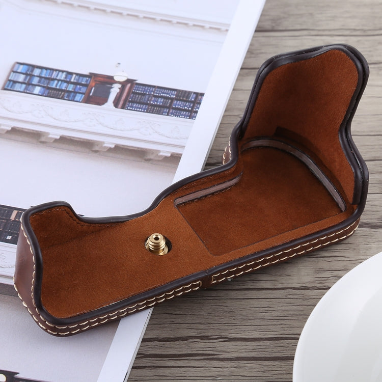 1/4 inch Thread PU Leather Camera Half Case Base for Canon EOS M5(Coffee) - Half Case by buy2fix | Online Shopping UK | buy2fix