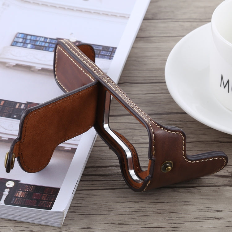 1/4 inch Thread PU Leather Camera Half Case Base for Canon EOS M5(Coffee) - Half Case by buy2fix | Online Shopping UK | buy2fix