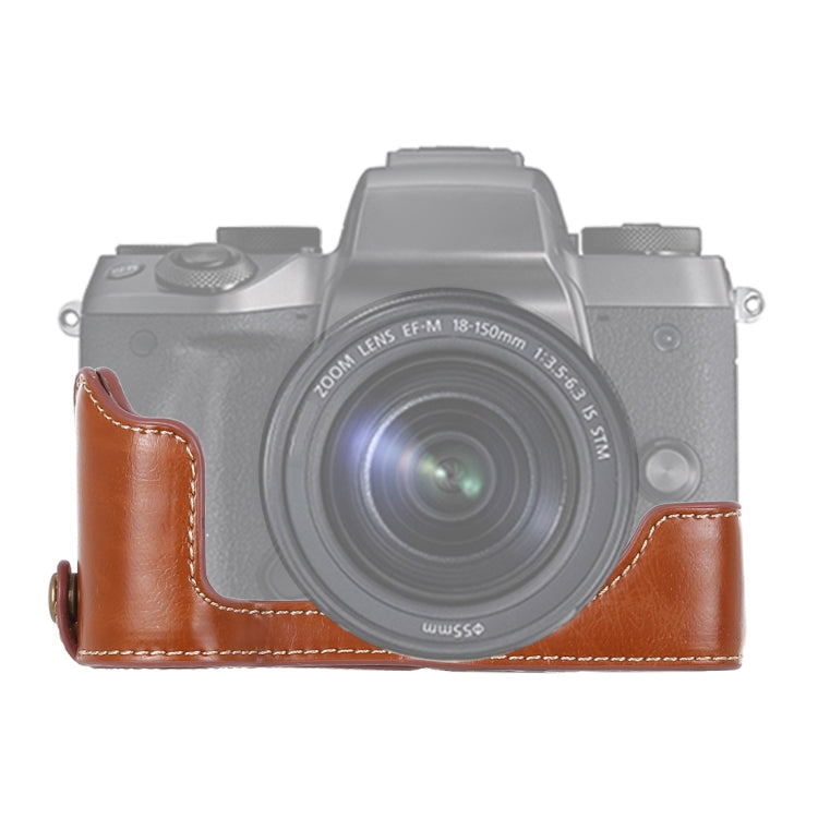 1/4 inch Thread PU Leather Camera Half Case Base for Canon EOS M5(Brown) - Half Case by buy2fix | Online Shopping UK | buy2fix