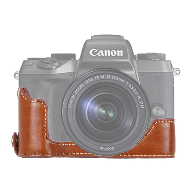 1/4 inch Thread PU Leather Camera Half Case Base for Canon EOS M5(Brown) - Half Case by buy2fix | Online Shopping UK | buy2fix
