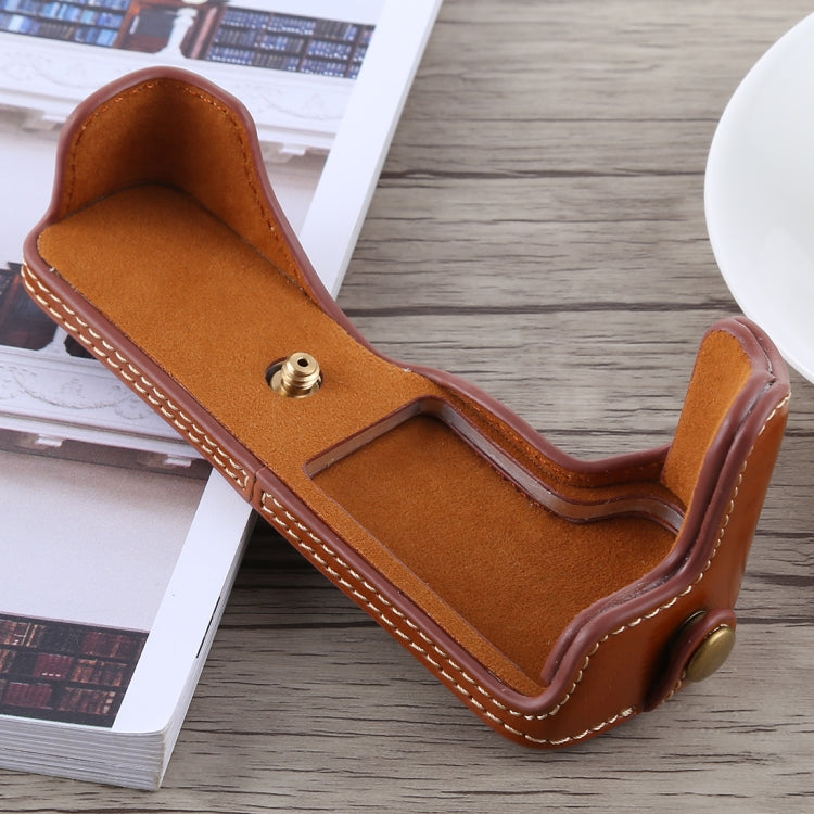 1/4 inch Thread PU Leather Camera Half Case Base for Canon EOS M5(Brown) - Half Case by buy2fix | Online Shopping UK | buy2fix
