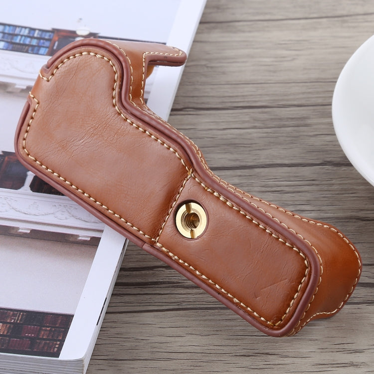 1/4 inch Thread PU Leather Camera Half Case Base for Canon EOS M5(Brown) - Half Case by buy2fix | Online Shopping UK | buy2fix
