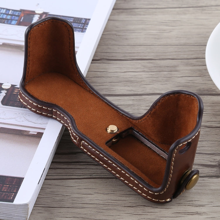 1/4 inch Thread PU Leather Camera Half Case Base for Canon G7 X Mark II (Coffee) - Half Case by buy2fix | Online Shopping UK | buy2fix