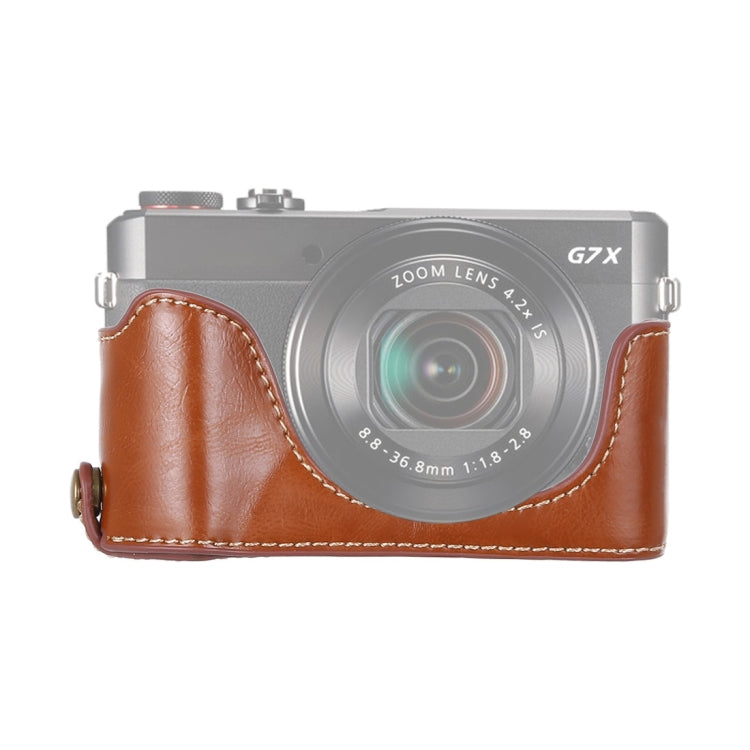 1/4 inch Thread PU Leather Camera Half Case Base for Canon G7 X Mark II (Brown) - Half Case by buy2fix | Online Shopping UK | buy2fix