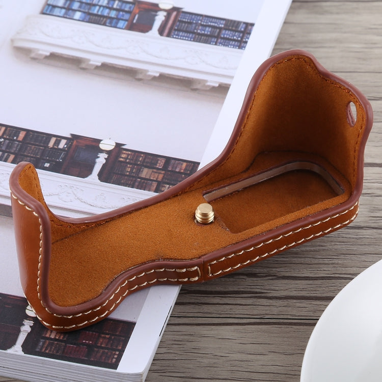 1/4 inch Thread PU Leather Camera Half Case Base for Canon G7 X Mark II (Brown) - Half Case by buy2fix | Online Shopping UK | buy2fix
