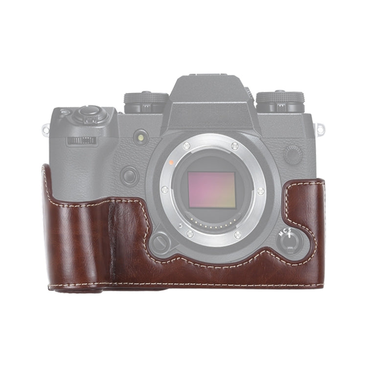 1/4 inch Thread PU Leather Camera Half Case Base for FUJIFILM X-H1 (Coffee) - Half Case by buy2fix | Online Shopping UK | buy2fix