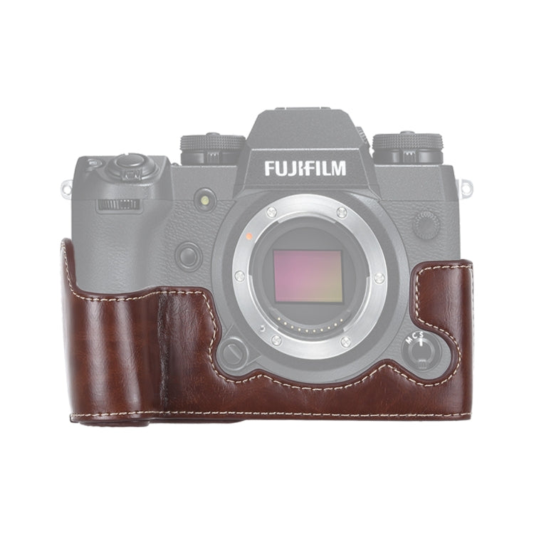 1/4 inch Thread PU Leather Camera Half Case Base for FUJIFILM X-H1 (Coffee) - Half Case by buy2fix | Online Shopping UK | buy2fix