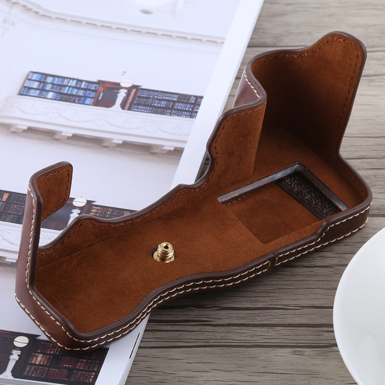 1/4 inch Thread PU Leather Camera Half Case Base for FUJIFILM X-H1 (Coffee) - Half Case by buy2fix | Online Shopping UK | buy2fix