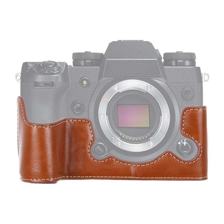 1/4 inch Thread PU Leather Camera Half Case Base for FUJIFILM X-H1 (Brown) - Half Case by buy2fix | Online Shopping UK | buy2fix