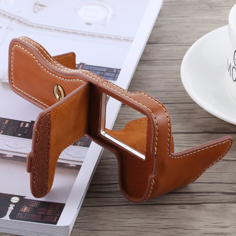 1/4 inch Thread PU Leather Camera Half Case Base for FUJIFILM X-H1 (Brown) - Half Case by buy2fix | Online Shopping UK | buy2fix