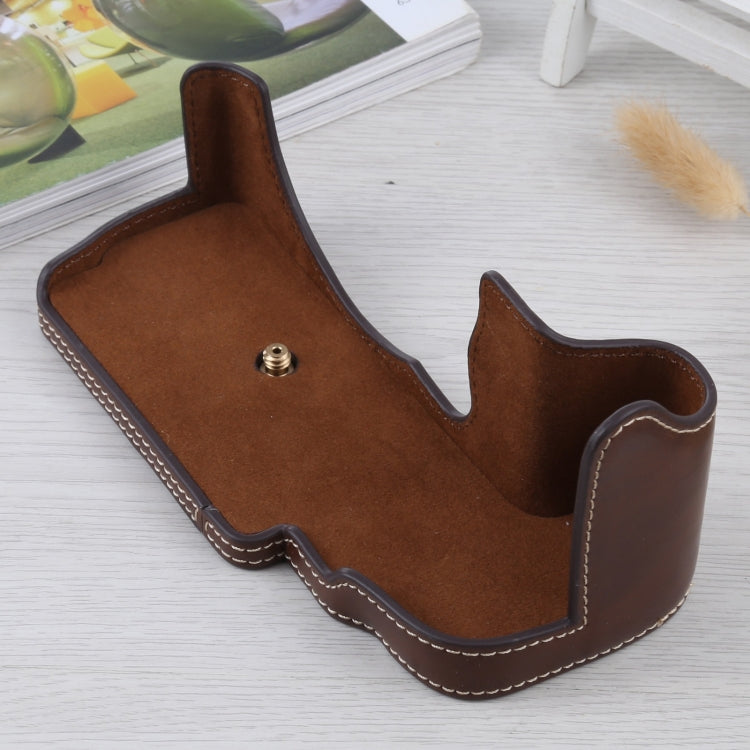 1/4 inch Thread PU Leather Camera Half Case Base for FUJIFILM GFX 50S (Coffee) - Half Case by buy2fix | Online Shopping UK | buy2fix
