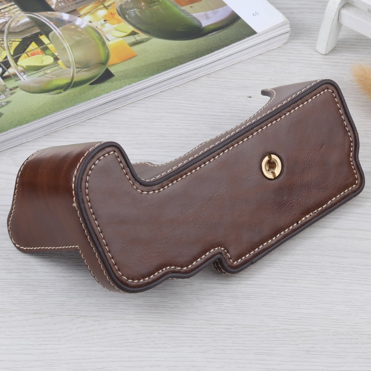 1/4 inch Thread PU Leather Camera Half Case Base for FUJIFILM GFX 50S (Coffee) - Half Case by buy2fix | Online Shopping UK | buy2fix