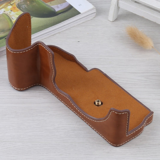1/4 inch Thread PU Leather Camera Half Case Base for FUJIFILM GFX 50S (Brown) by buy2fix