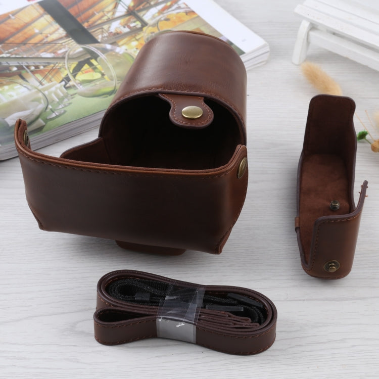 Full Body Camera PU Leather Case Bag with Strap for Olympus E-PL3 / E-PM1 (Coffee) - Leather Bag by buy2fix | Online Shopping UK | buy2fix