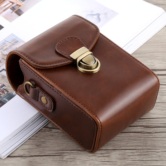Full Body Camera Buckle Lock PU Leather Case Bag with Hand Strap & Neck Strap for Canon G7X II / G9X Mark II, Sony RX100 / M2(Coffee) by buy2fix
