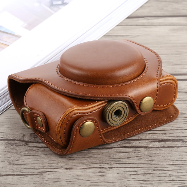 Full Body Camera PU Leather Case Bag with Strap for Sony DSC-HX90(Brown) - Leather Bag by buy2fix | Online Shopping UK | buy2fix