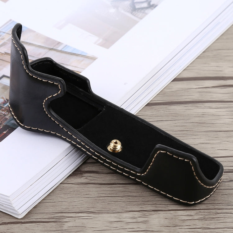 1/4 inch Thread PU Leather Camera Half Case Base for Olympus EM5 / EM5 Mark II (Black) - Half Case by buy2fix | Online Shopping UK | buy2fix