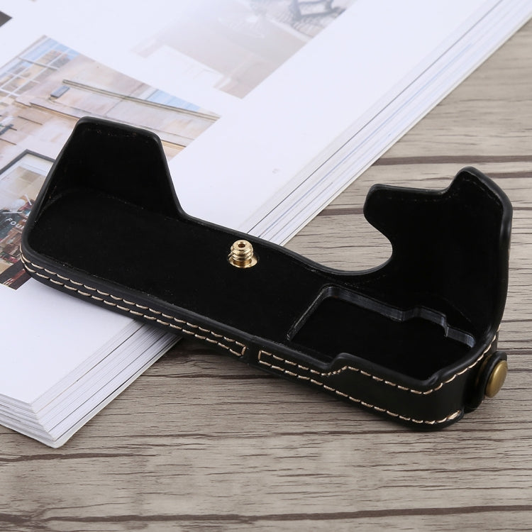 1/4 inch Thread PU Leather Camera Half Case Base for Olympus EM5 / EM5 Mark II (Black) - Half Case by buy2fix | Online Shopping UK | buy2fix