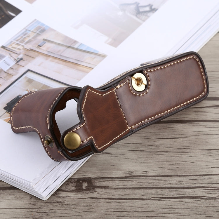 1/4 inch Thread PU Leather Camera Half Case Base for Olympus EM5 / EM5 Mark II (Coffee) by buy2fix