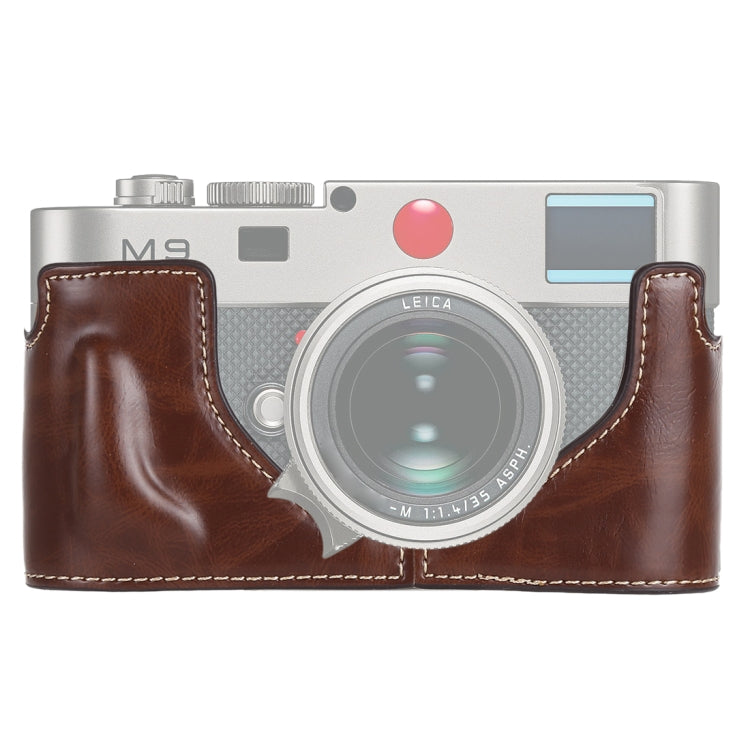 1/4 inch Thread PU Leather Camera Half Case Base for Leica M9 (Coffee) - Half Case by buy2fix | Online Shopping UK | buy2fix