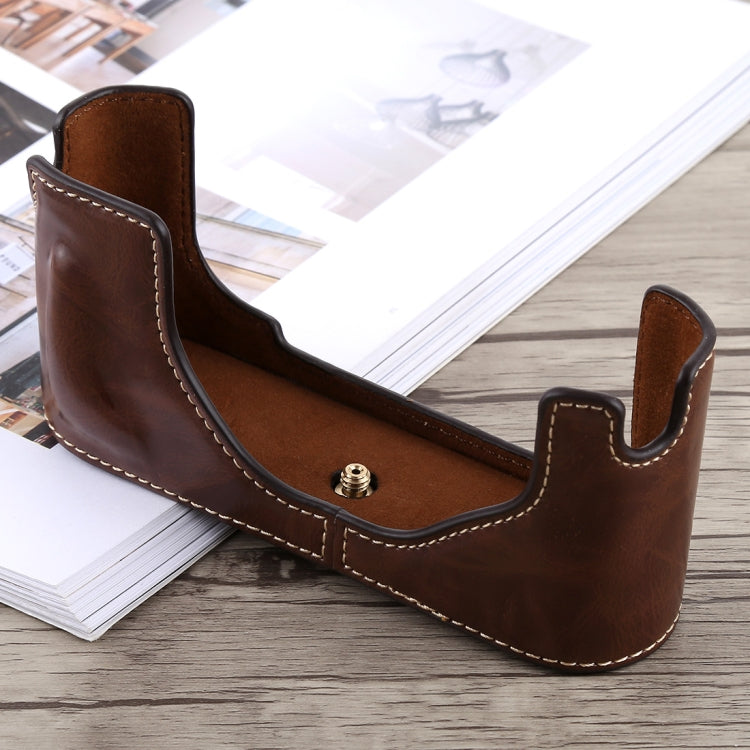 1/4 inch Thread PU Leather Camera Half Case Base for Leica M9 (Coffee) - Half Case by buy2fix | Online Shopping UK | buy2fix