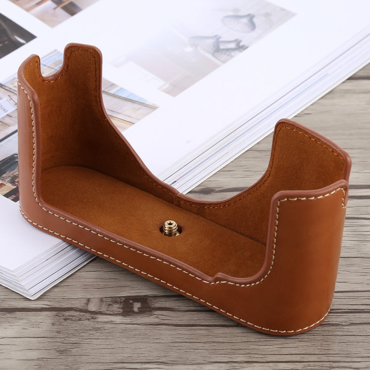 1/4 inch Thread PU Leather Camera Half Case Base for Leica M9 (Brown) - Half Case by buy2fix | Online Shopping UK | buy2fix