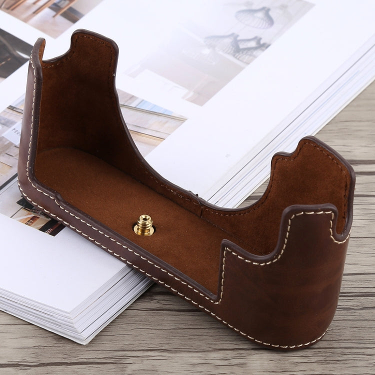 1/4 inch Thread PU Leather Camera Half Case Base for Leica M10 (Coffee) - Half Case by buy2fix | Online Shopping UK | buy2fix