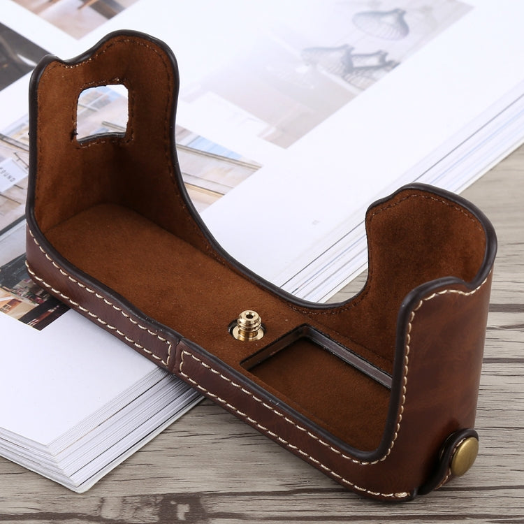 1/4 inch Thread PU Leather Camera Half Case Base for FUJIFILM X100F (Coffee) - Half Case by buy2fix | Online Shopping UK | buy2fix