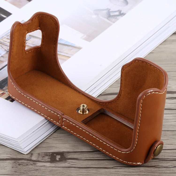 1/4 inch Thread PU Leather Camera Half Case Base for FUJIFILM X100F (Brown) - Half Case by buy2fix | Online Shopping UK | buy2fix