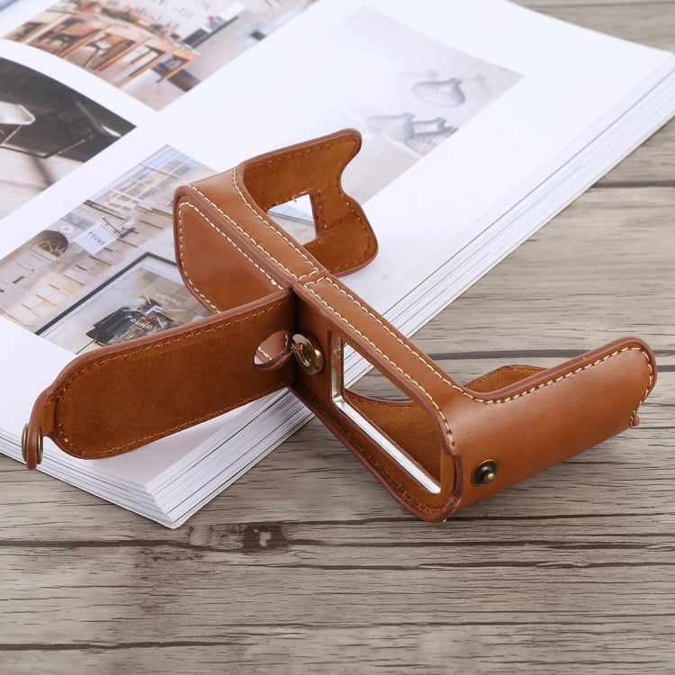 1/4 inch Thread PU Leather Camera Half Case Base for FUJIFILM X100F (Brown) - Half Case by buy2fix | Online Shopping UK | buy2fix