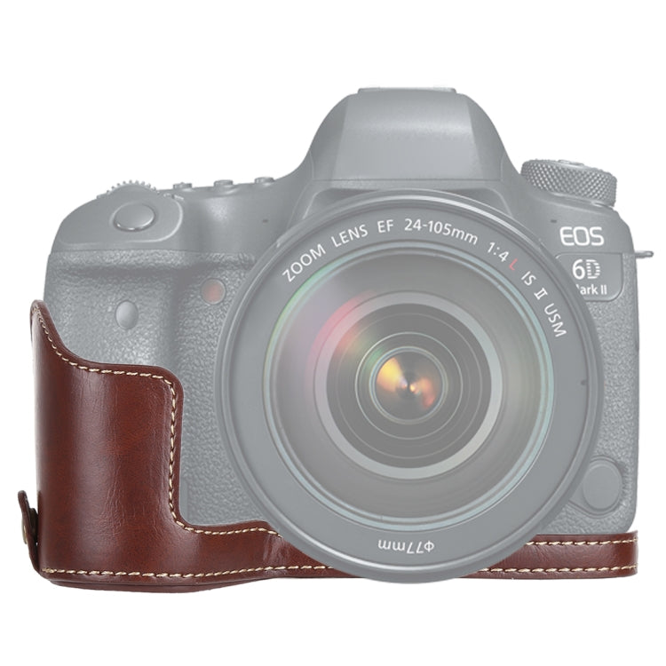 1/4 inch Thread PU Leather Camera Half Case Base for Canon EOS 6D / 6D Mark II (Coffee) - Half Case by buy2fix | Online Shopping UK | buy2fix