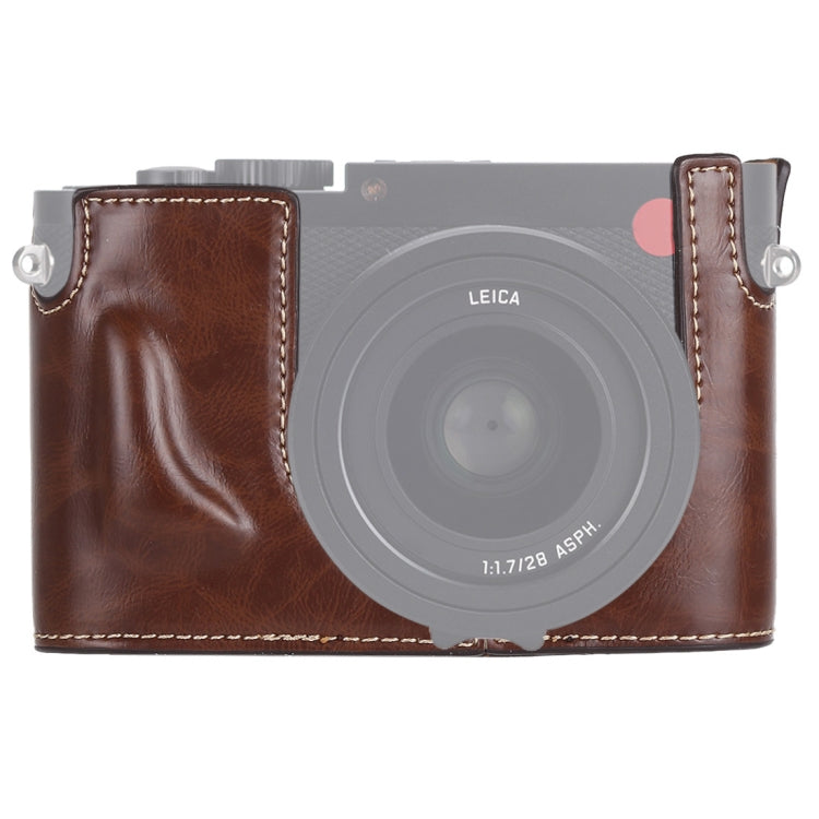 1/4 inch Thread PU Leather Camera Half Case Base for Leica Q (Typ 116)(Coffee) - Half Case by buy2fix | Online Shopping UK | buy2fix
